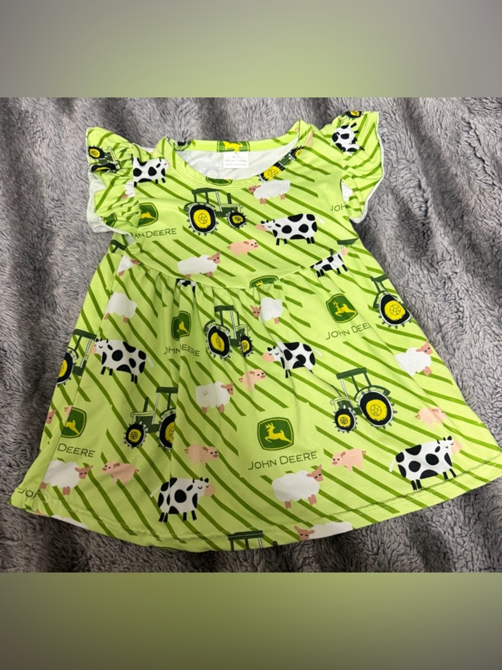 John Deere Green Toddler Dress with Farm Print 2T